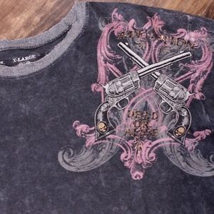 Distressed Black Affliction Crossed Pistols XL tee
